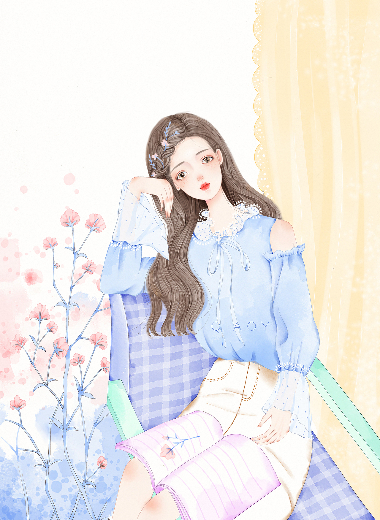 少女插画（图ZMTUzMDE4ODIw） - 商业插画 - 站酷设计师乔依儿原创素材 - 站酷ZCOOL