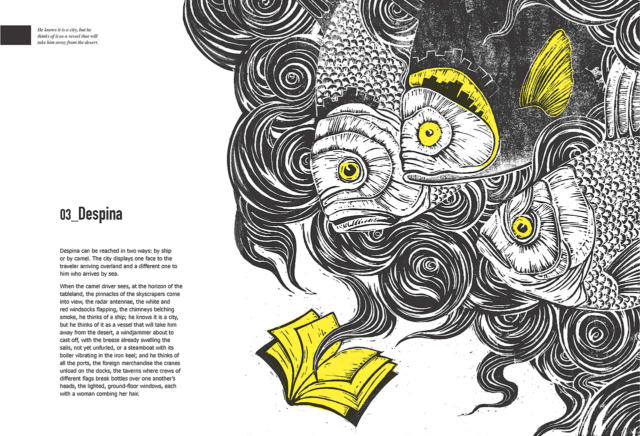 Lino printing版画&排版 Invisible City- Despina（图ZMjg5MzI3MTI=） - 艺术插画 - 站酷设计师neuneuneu原创素材 - 站酷ZCOOL