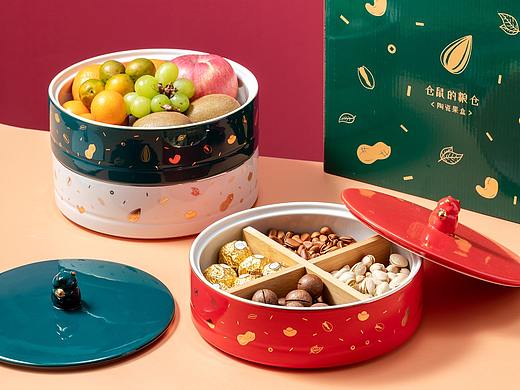 电商产品拍摄 新年陶瓷烫金果盒