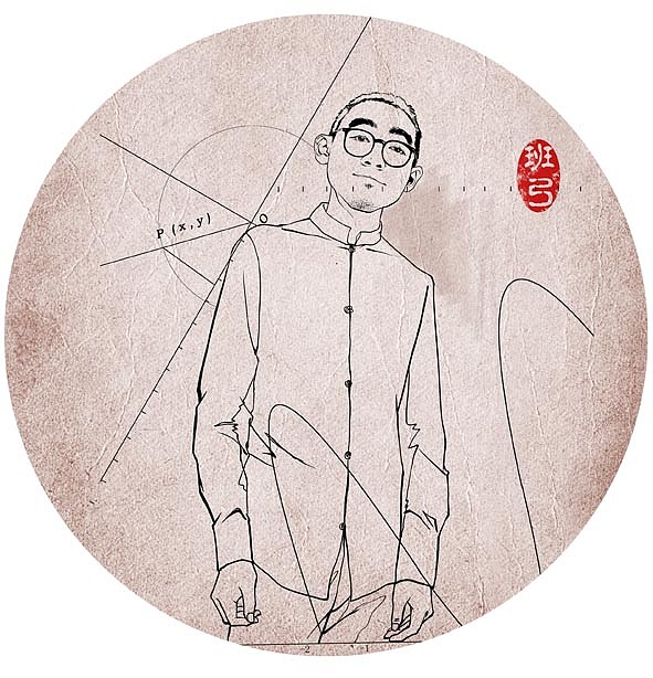 &nbsp;班弓是我们班班长，为人谨慎，印象里他做的东西都很简约精致，我利用简练的线条，还有标尺刻度表现他的性格。