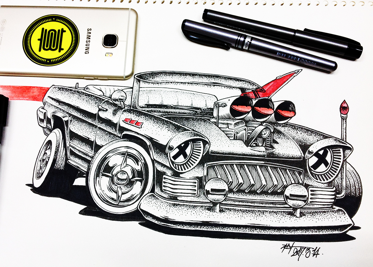 LOW RIDER 红旗CA770 "the RED RHINO"（图ZNzM5MTA0OTY=） - 新锐潮流插画 - 站酷设计师启草设绘原创素材 - 站酷ZCOOL
