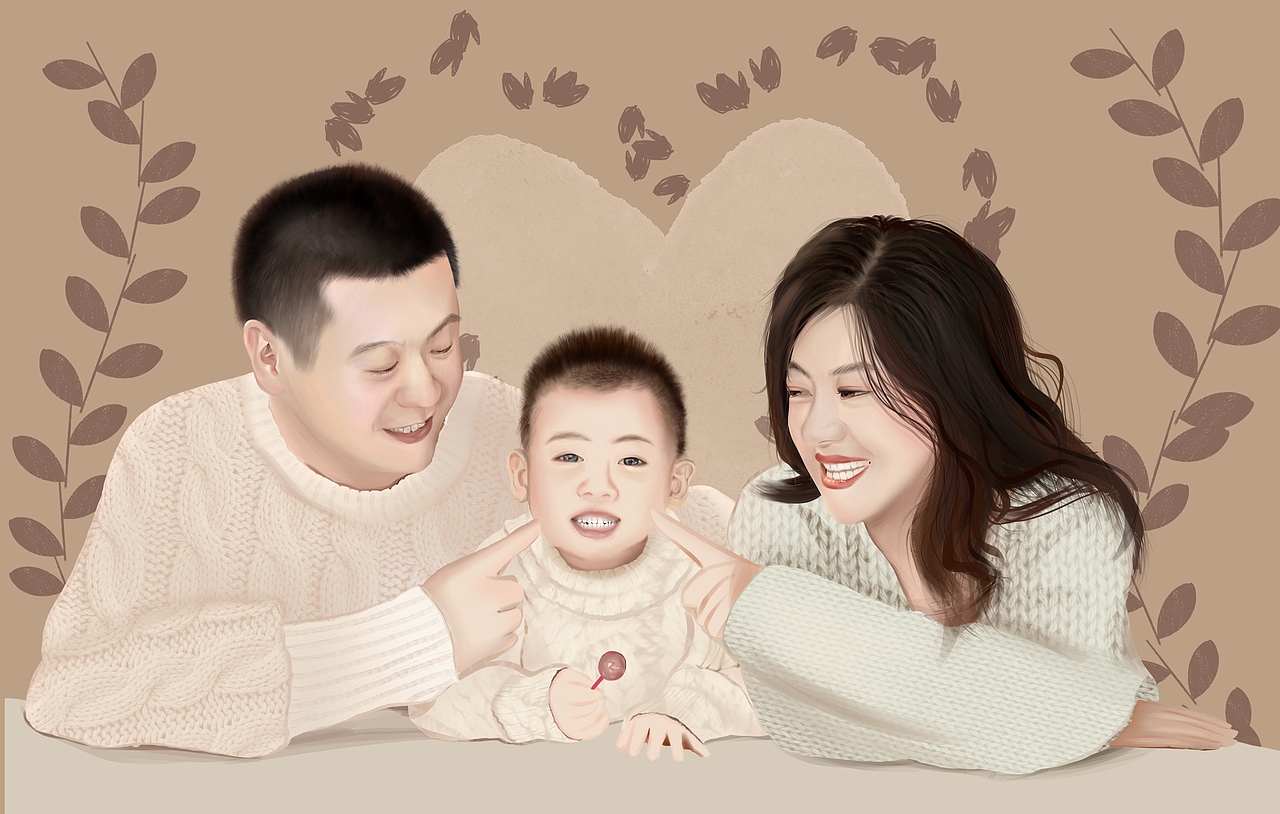 一家三口（图ZMzA0ODMzMDY0） - 儿童插画 - 站酷设计师蒋刀石头布原创素材 - 站酷ZCOOL