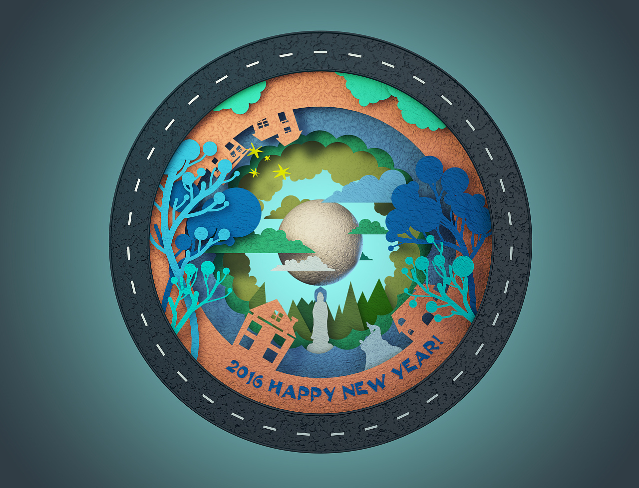 c4d剪纸模型渲染练习