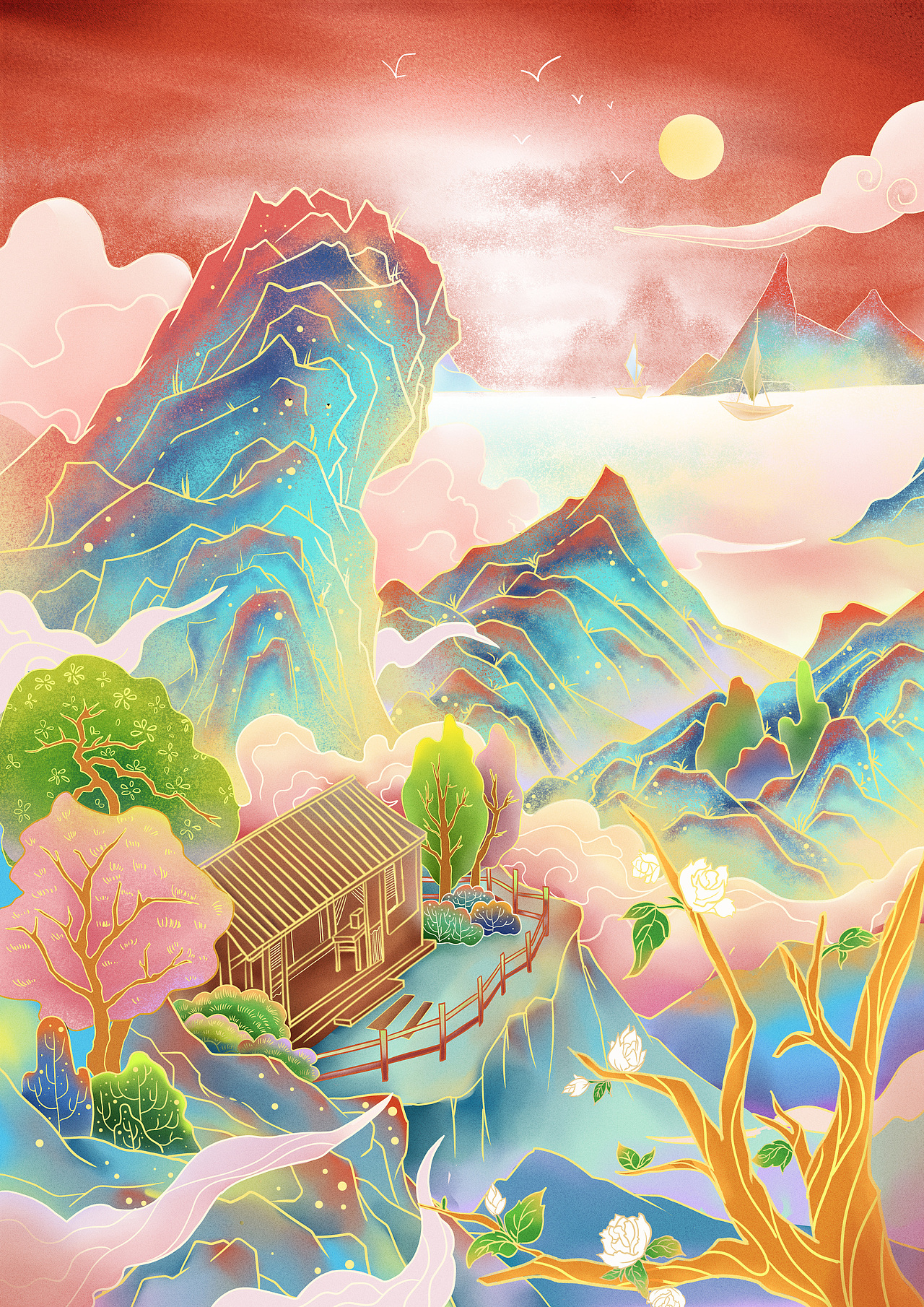 工笔国风风景练习