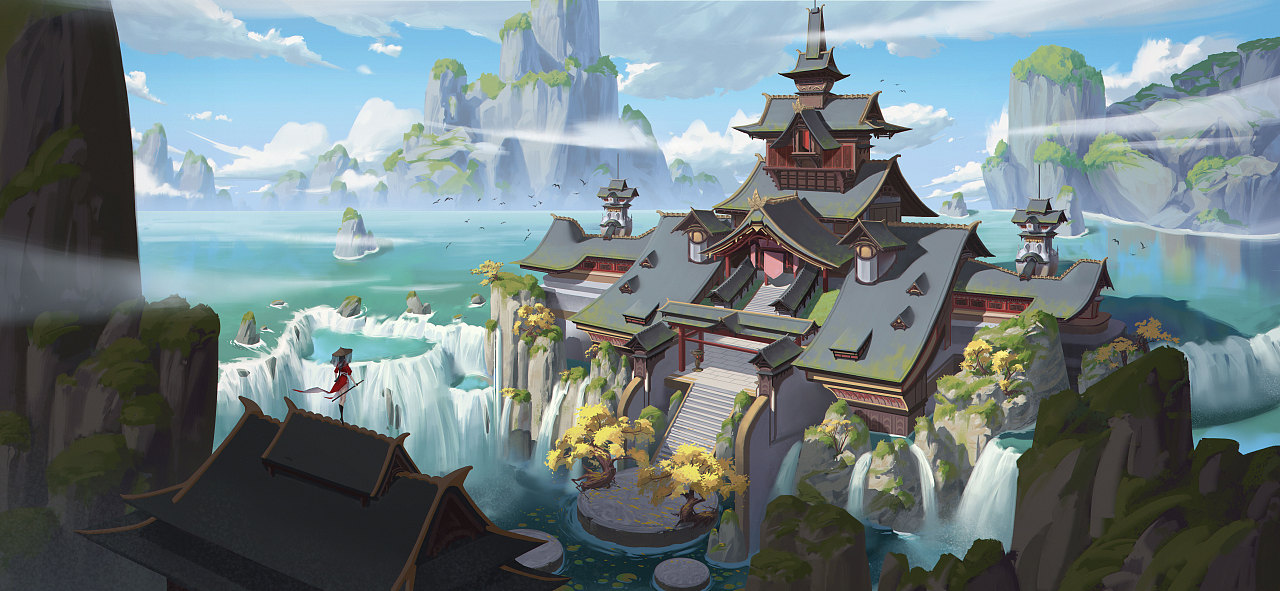 仙侠风场景氛围|插画|游戏原画|冬阳w - 原创作品 - 站酷 (zcool)