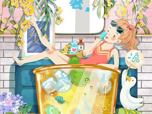 節(jié)氣-大暑（個人主頁-ZNDI1NDE5NzI=） - 商業(yè)插畫 - 站酷設(shè)計師巴厘島寶珀原創(chuàng)素材 - 站酷ZCOOL