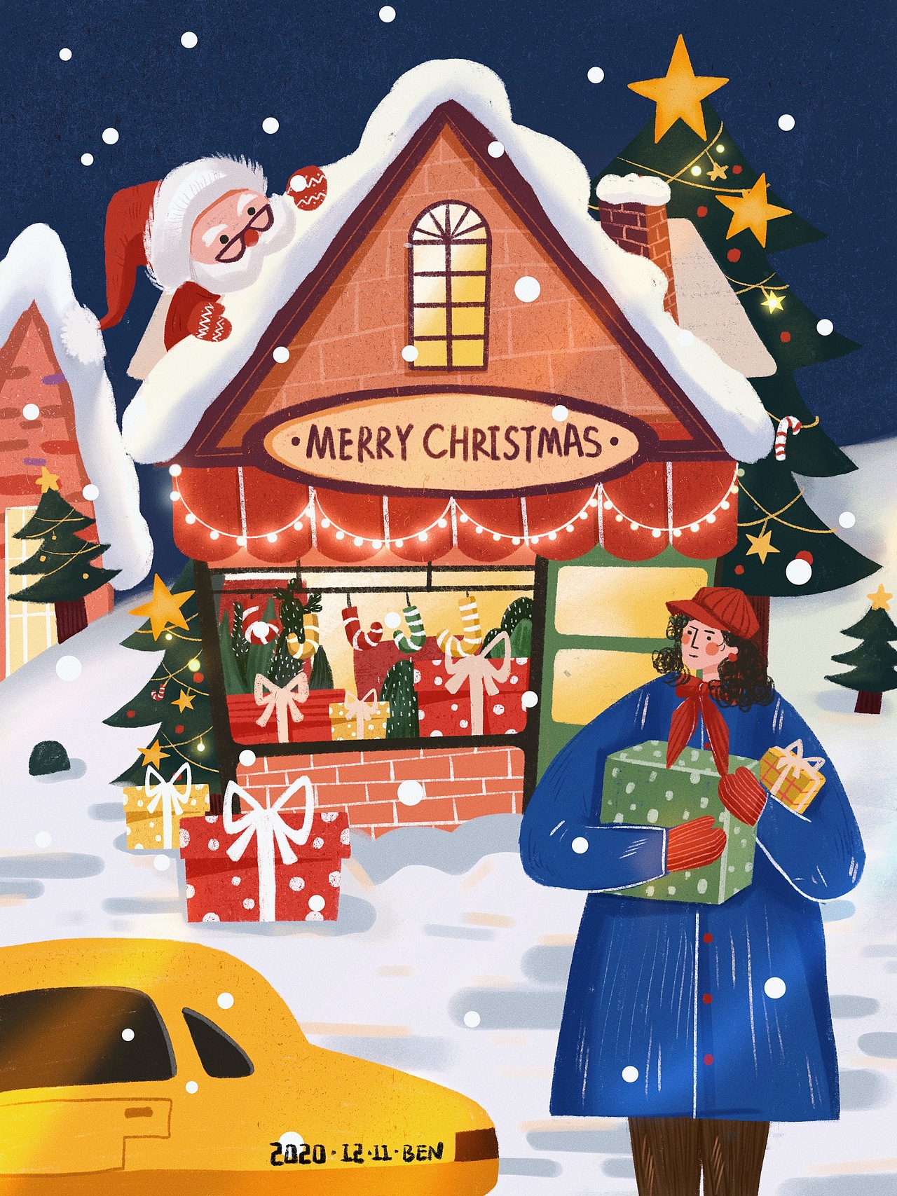 圣诞节插画扁平风格