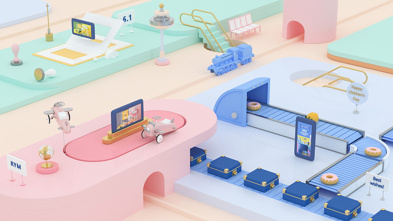 六一儿童节快乐-场景小动画练习（图ZMjU3MDk5MTMy） - 动画/影视 - 站酷设计师来自火星的玛丽原创素材 - 站酷ZCOOL