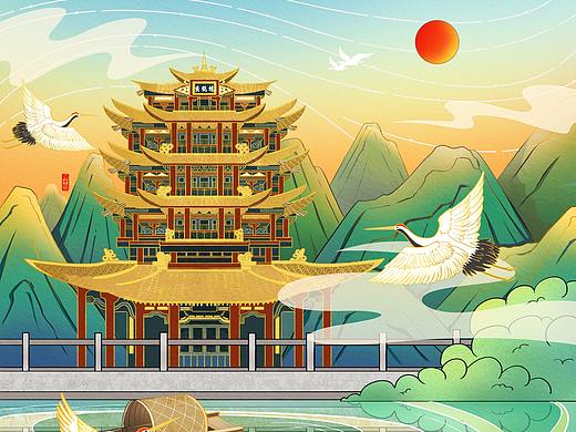 国风建筑插画系列