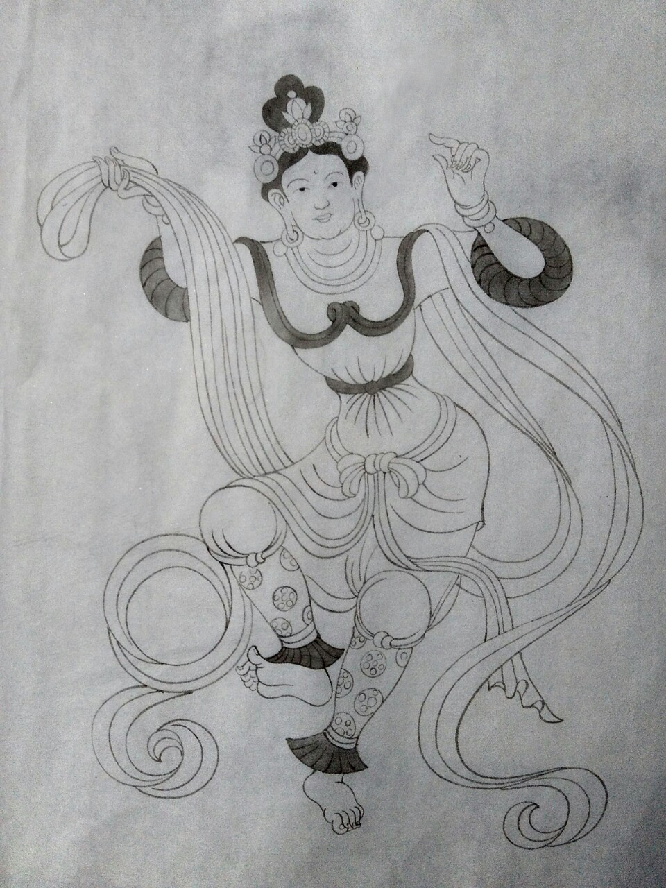 临摹敦煌壁画白描