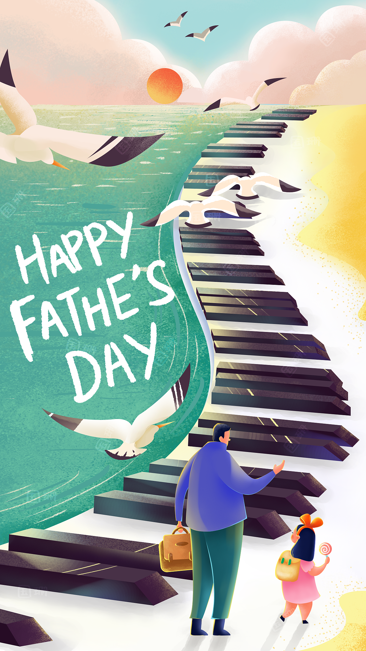 父爱一路相随（图ZMjEyNzA0NjQw） - 商业插画 - 站酷设计师山狐小妖原创素材 - 站酷ZCOOL