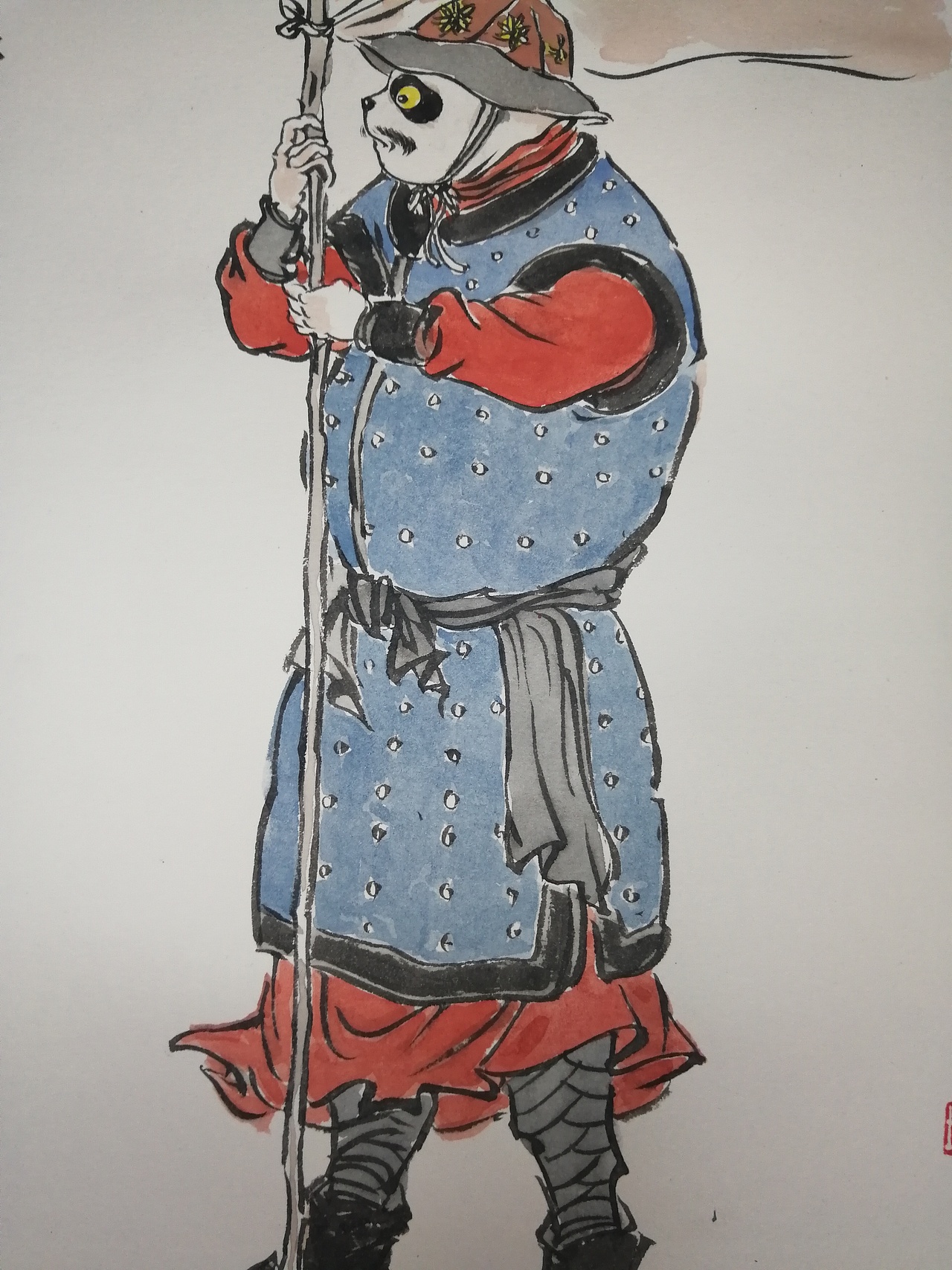 塑新斋潘纪坤手绘古风插画练习宋代熊猫