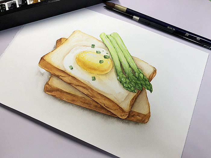 手绘水彩画元气满满早餐