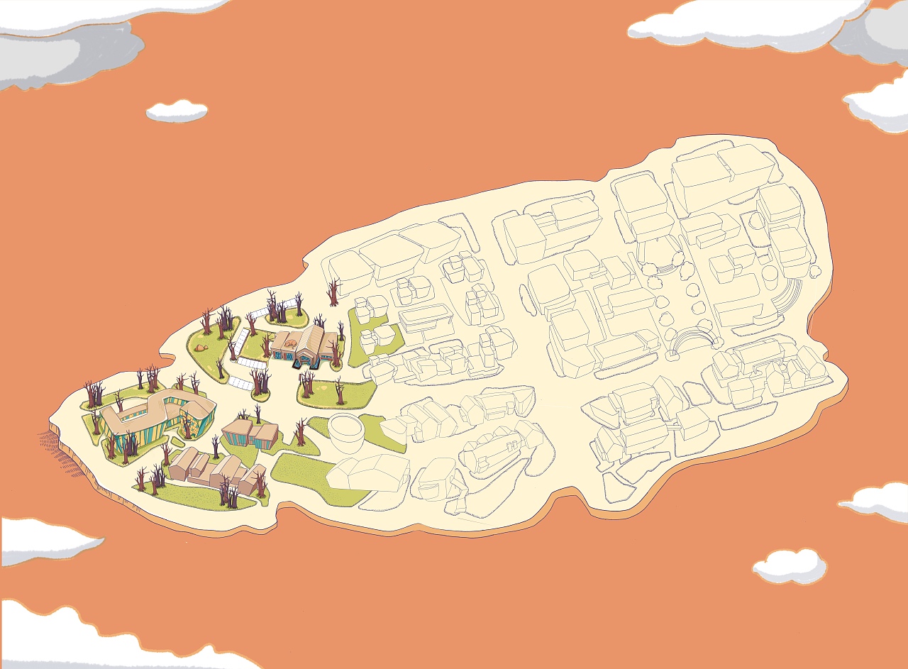 《艺尚小镇》手绘地图设计（图ZMTUxNDI1MTI0） - 商业插画 - 站酷设计师东东船长与东东原创素材 - 站酷ZCOOL