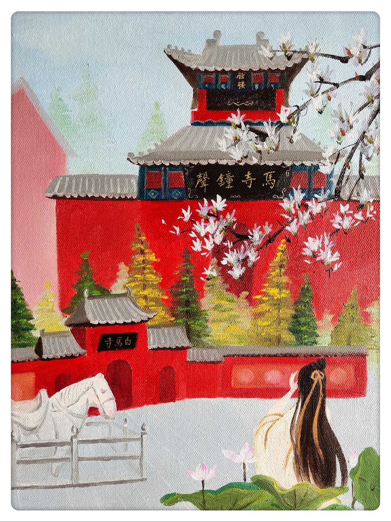 洛阳八大景油画洛神游洛阳