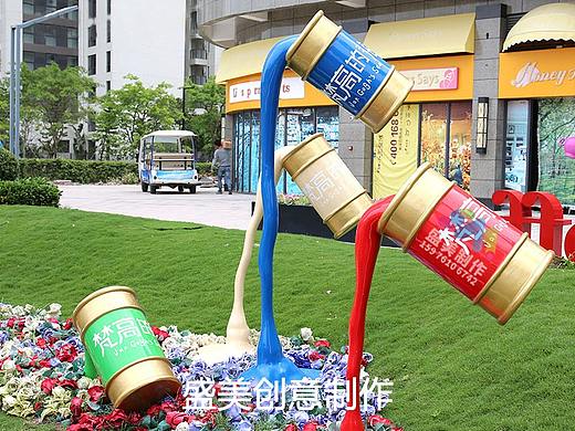 厂家定制玻璃钢创意油漆桶模型 玻璃钢造型模型雕塑