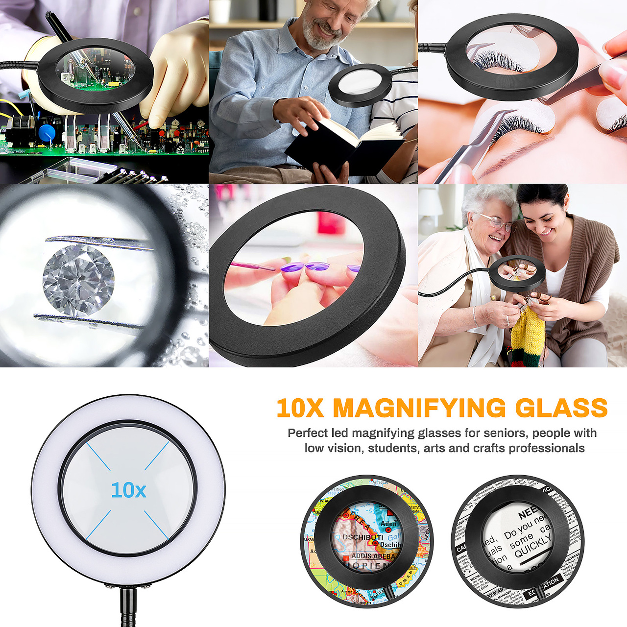 夹子灯 放大镜 台灯