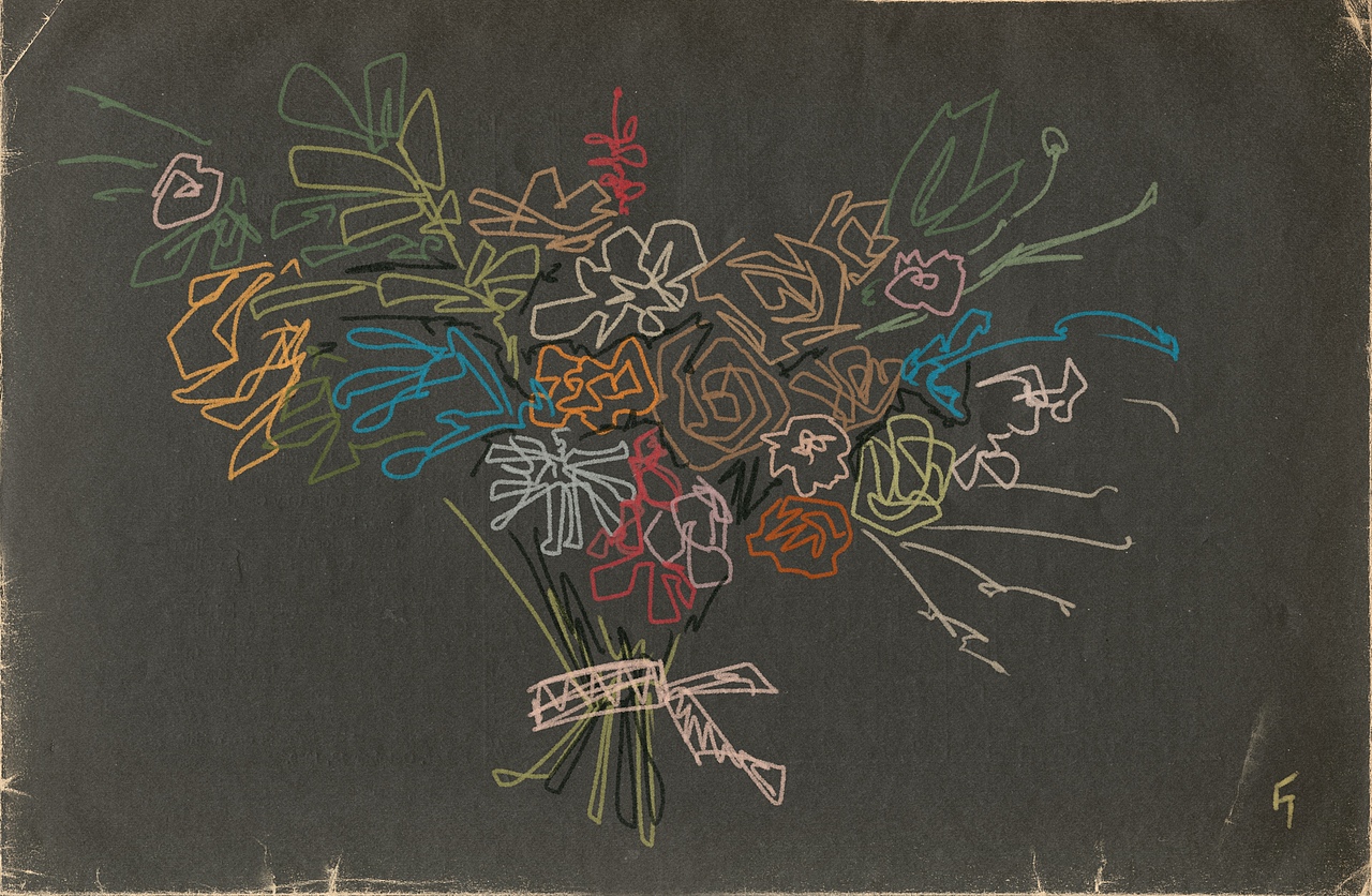 花艺插画伪色粉