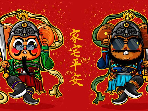 国潮风-门神鼠