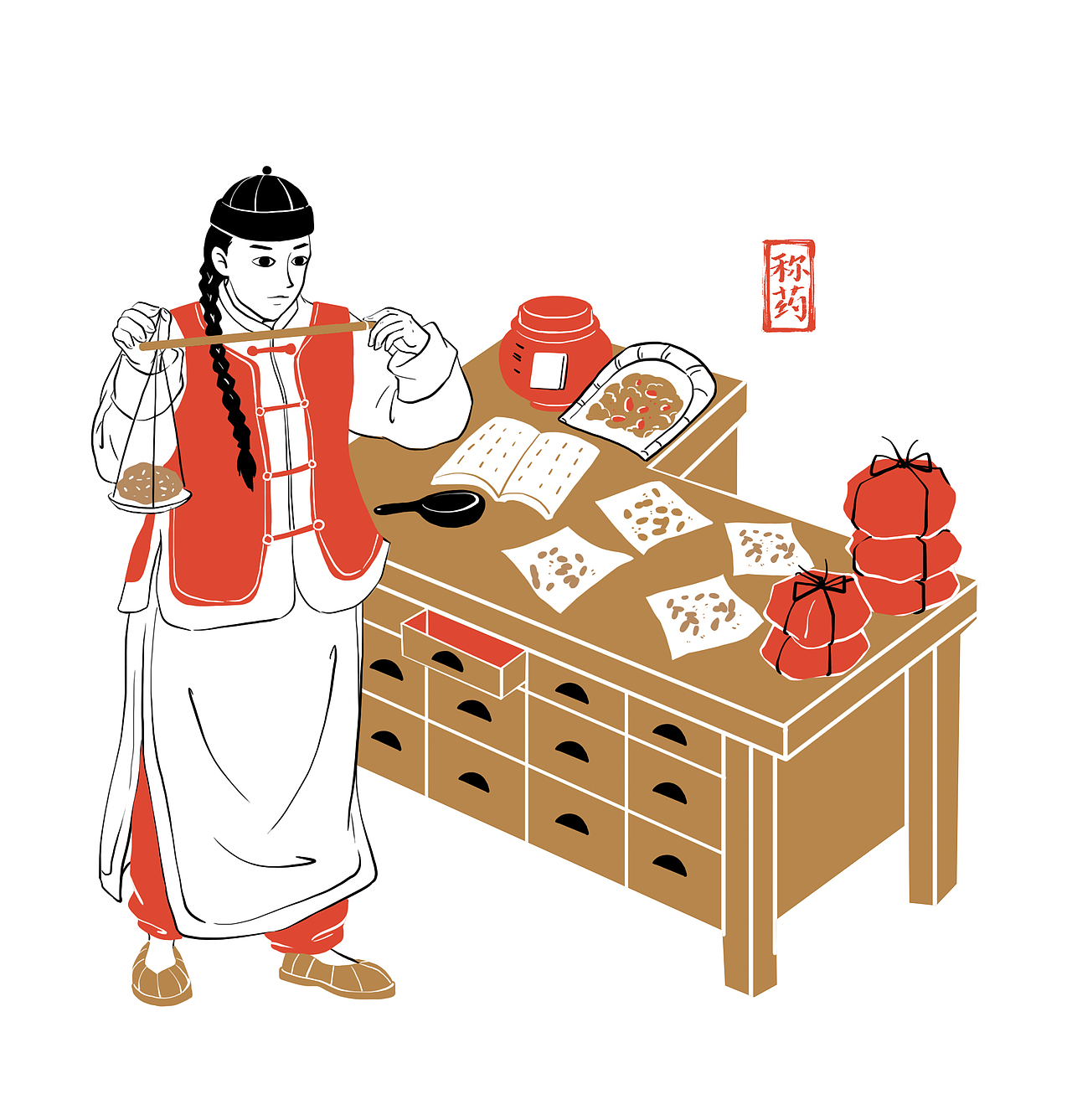 一组古代制药的插画【已商用】