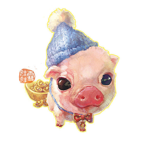 猪猪过年~生肖猪（图ZMTM2NDQ5NTAw） - 商业插画 - 站酷设计师雪娃娃童画原创素材 - 站酷ZCOOL