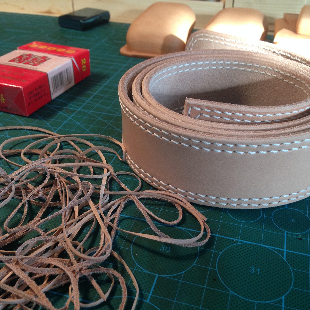 自用双缝线皮带