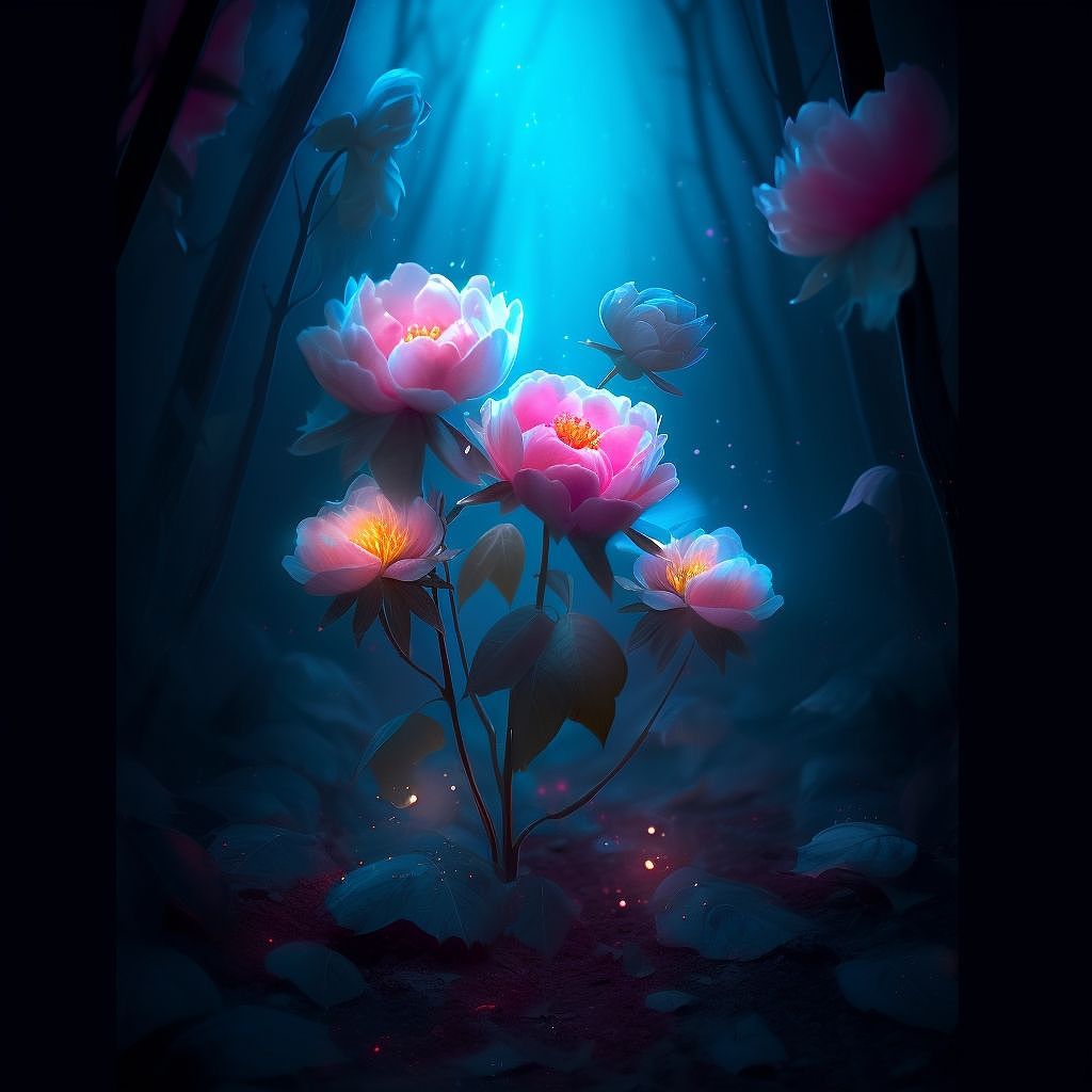近期AI绘画作品-《夜与花》