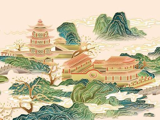 手绘宋代茶叶插画