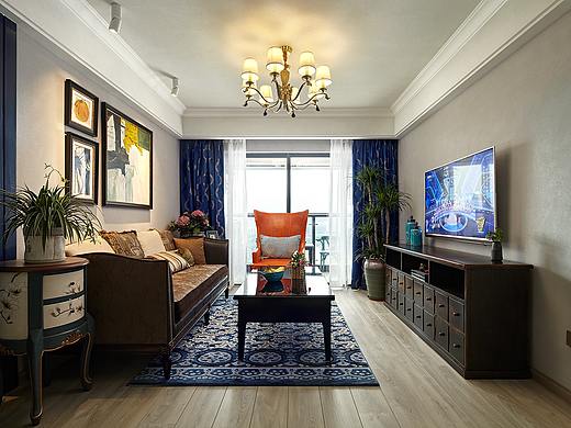 晨映蓝语 | 89㎡美式混搭风--墨点设计（个人主页-ZMzIxNjEzNDQ=） - 家装设计 - 站酷设计师Z34862485原创素材 - 站酷ZCOOL