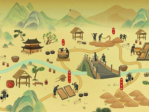 白酒长卷插画