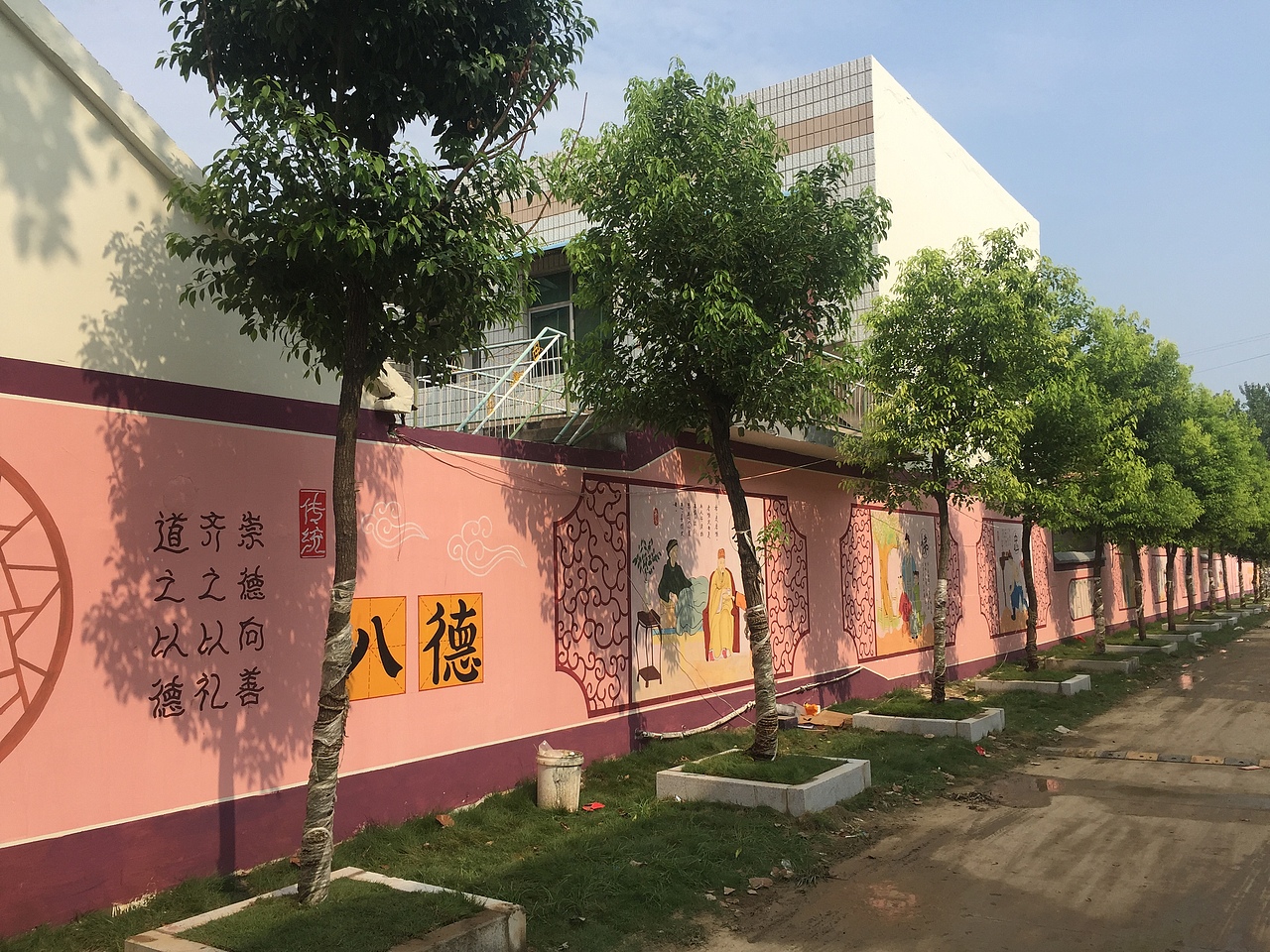 新农村围墙彩绘、文化墙绘设计、乡村墙体画