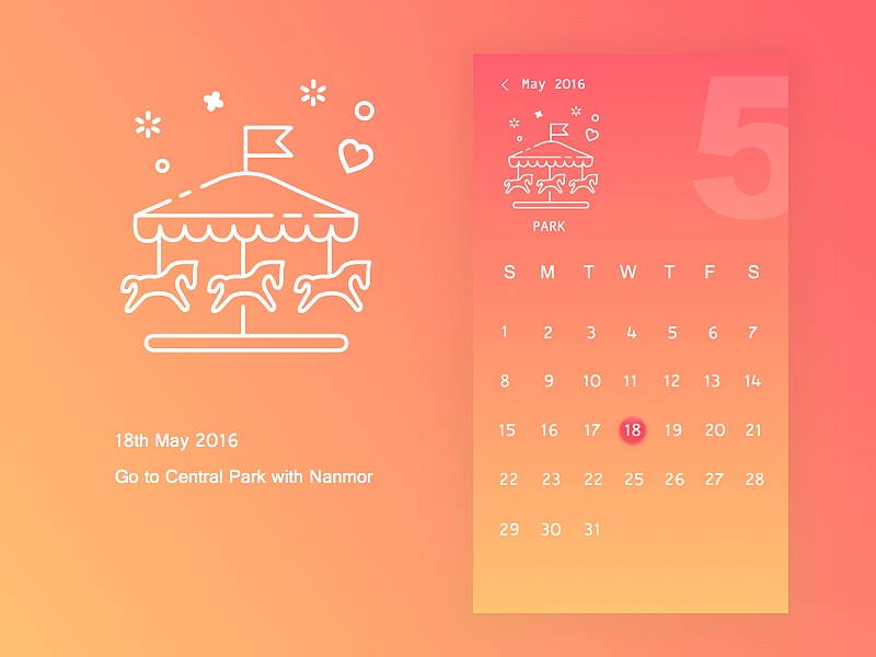 记事小日历（图ZNTQ4OTM5ODg=） - APP界面 - 站酷设计师南陌南陌原创素材 - 站酷ZCOOL