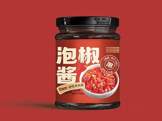 泡椒酱瓶贴包装设计