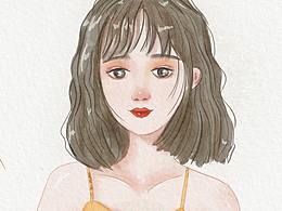 水彩頭像-小清新