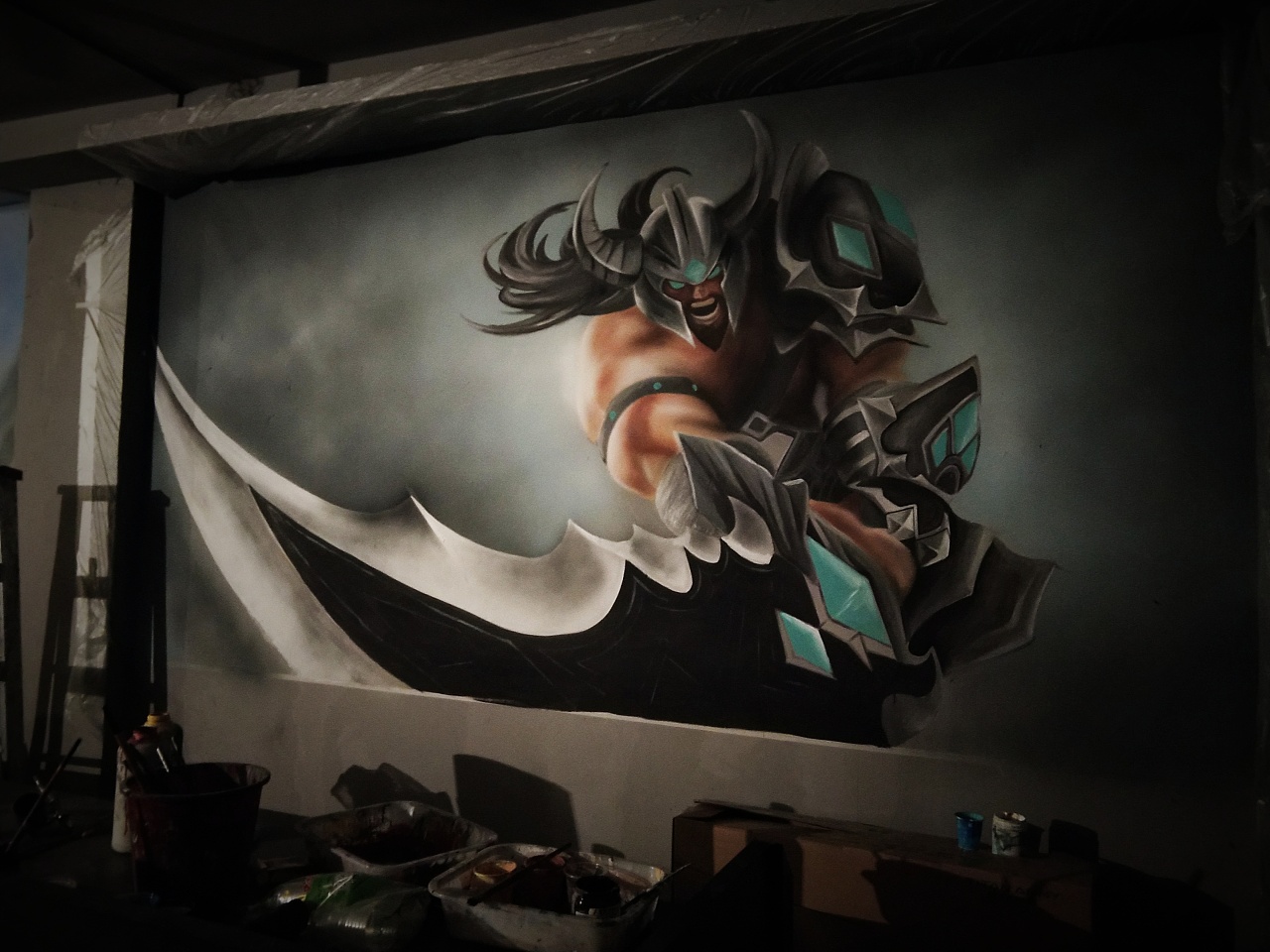 网吧墙绘英雄联盟角色|插画|新锐潮流插画|王阿俊 - 原创作品 - 站酷