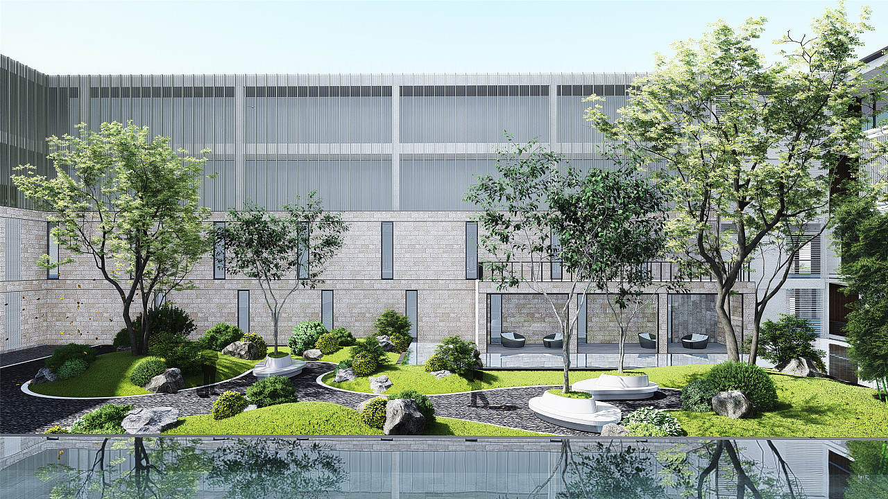 民宿酒店景观场景效果图