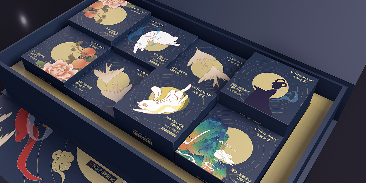 vanke联名元朗荣华【万花映月】限量月饼礼盒包装设计