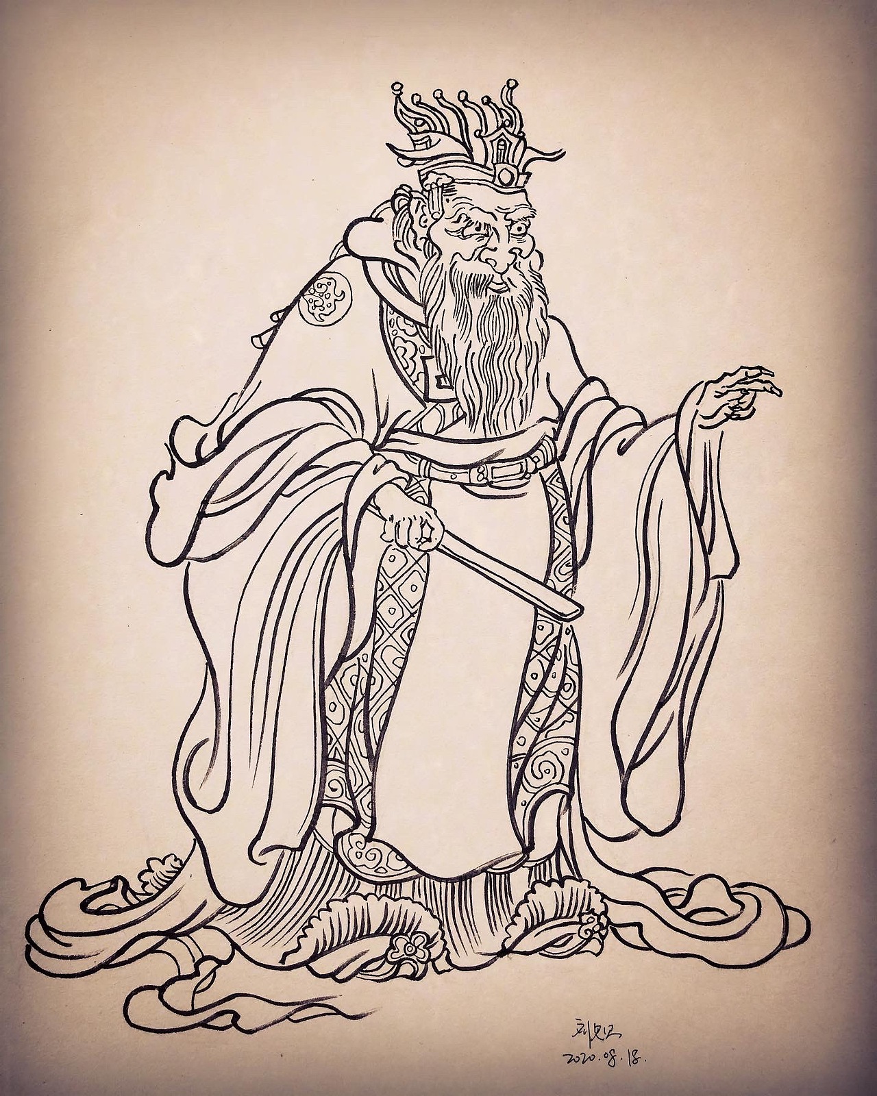 人物工笔白描手绘练习