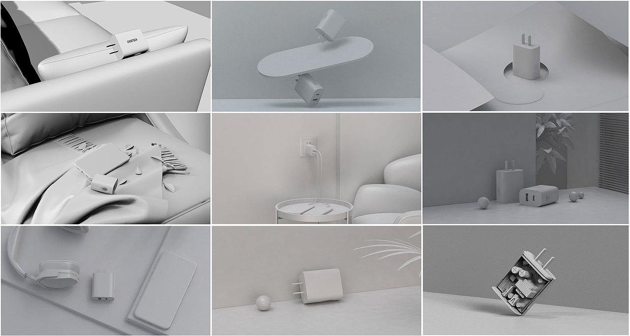 一款充电器渲染