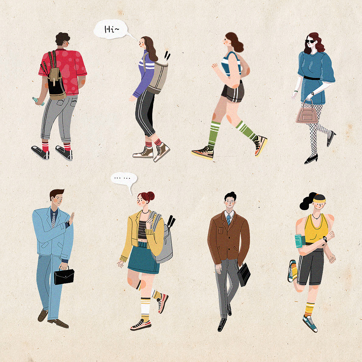 与鱼YUYU商业插画12时辰运动长图