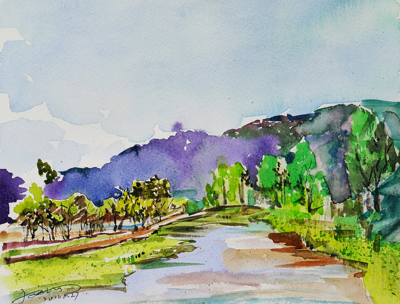 我的几张水彩画,水量真的不好掌握啊