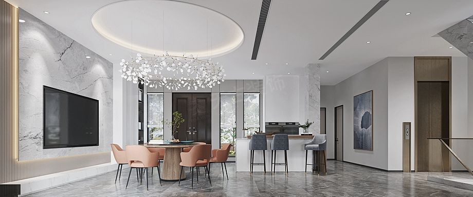 保利茵梦湖别墅装修,现代简约风格设计图,北碚天古装饰