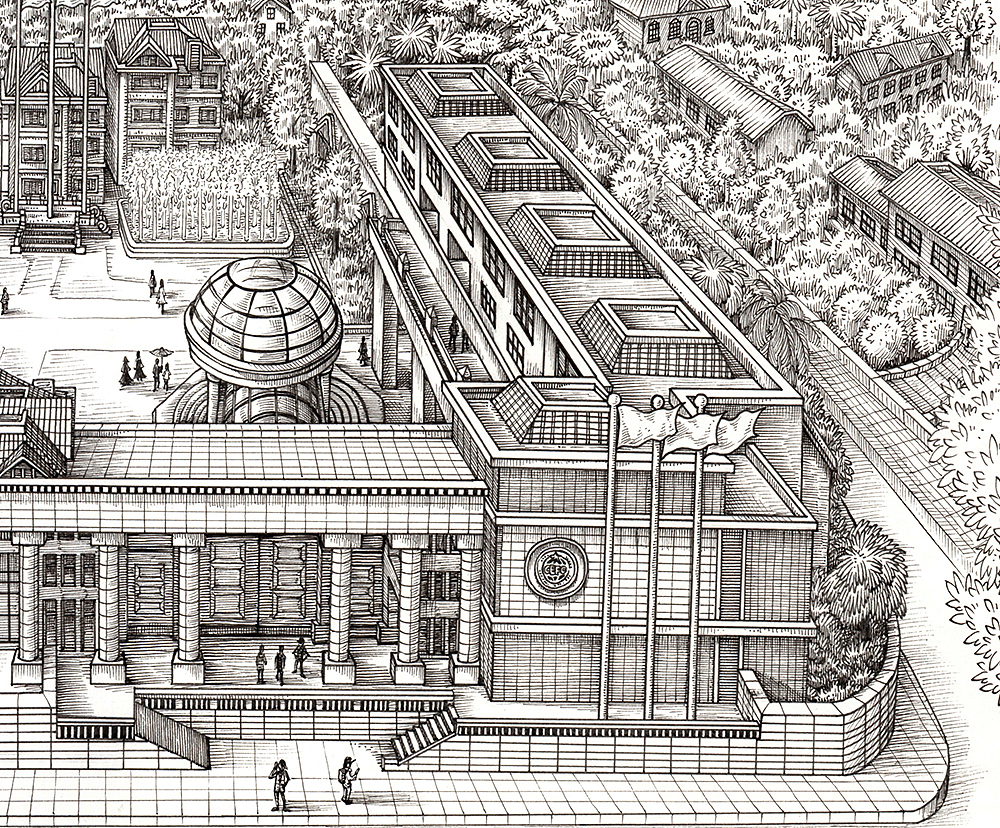 《中国华信大院图》手绘作品