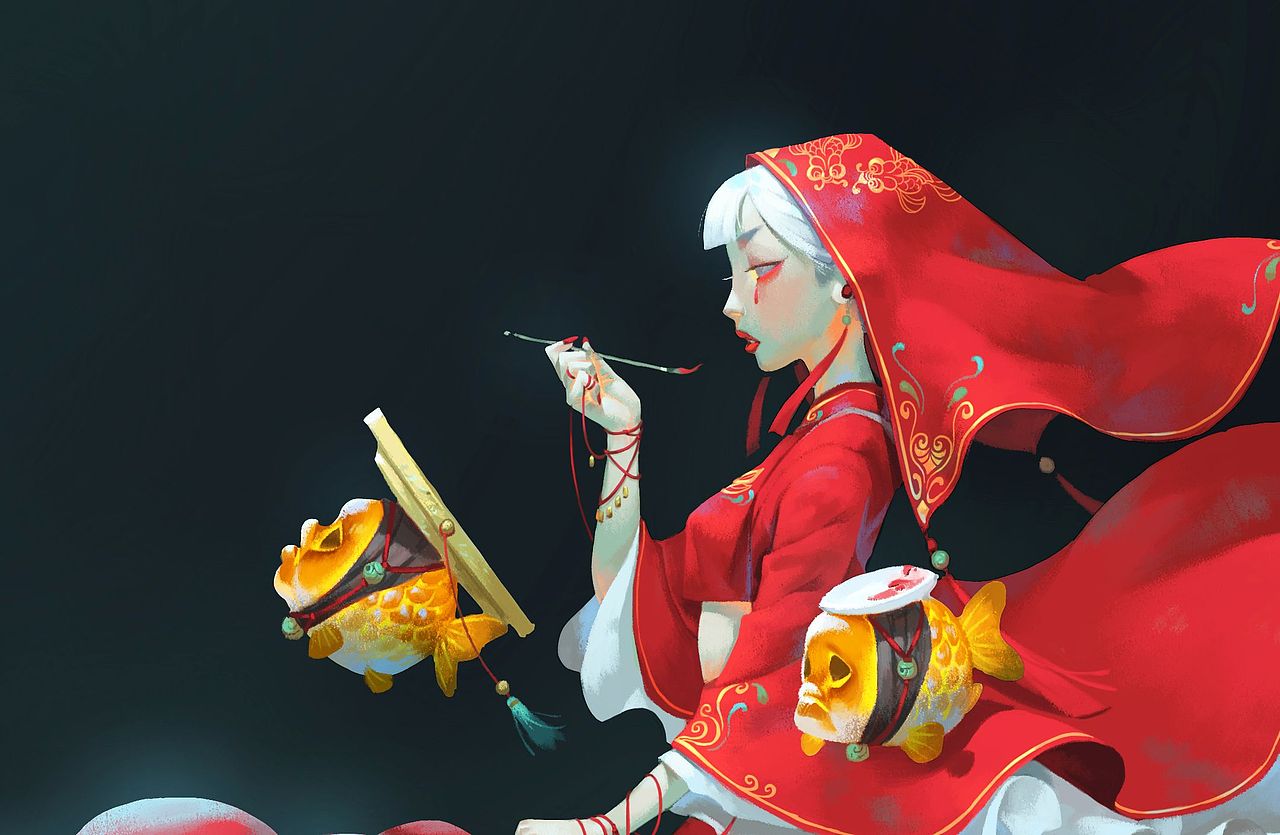金鱼新娘（图ZMjI2MDMwMjgw） - 商业插画 - 站酷设计师饿狼首原创素材 - 站酷ZCOOL