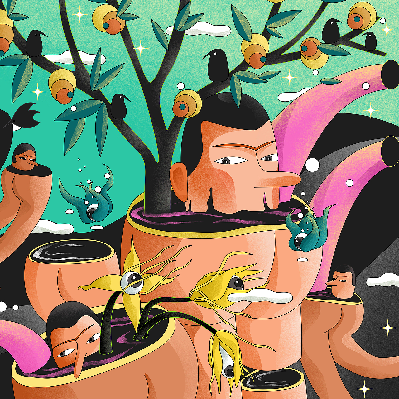 “反噬进化”生态危机插画设计（图ZMjU0OTgyODUy） - 概念设定 - 站酷设计师南星Shea原创素材 - 站酷ZCOOL