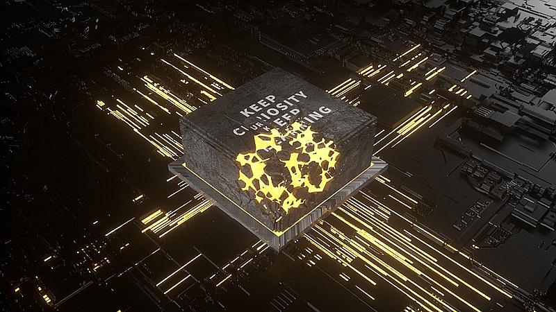 C4D Octane方形构成科技芯片制作概念动态影视短片习作