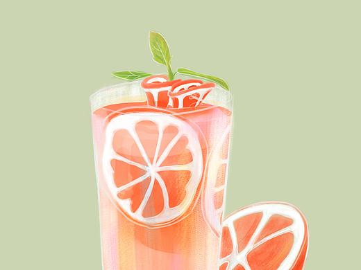 橘汁饮料纹理插画