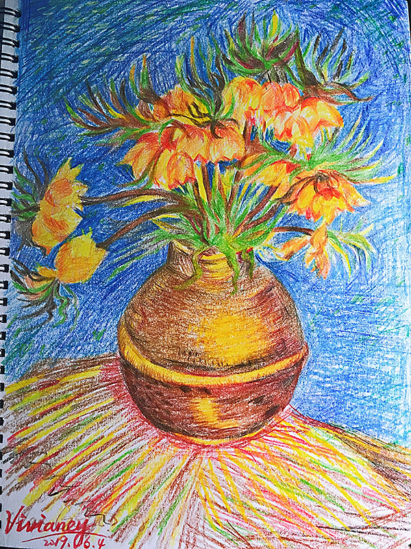 55 1 0 vivianey 北京  |  ui设计师 印象派梵高先生的作品临摹,彩铅