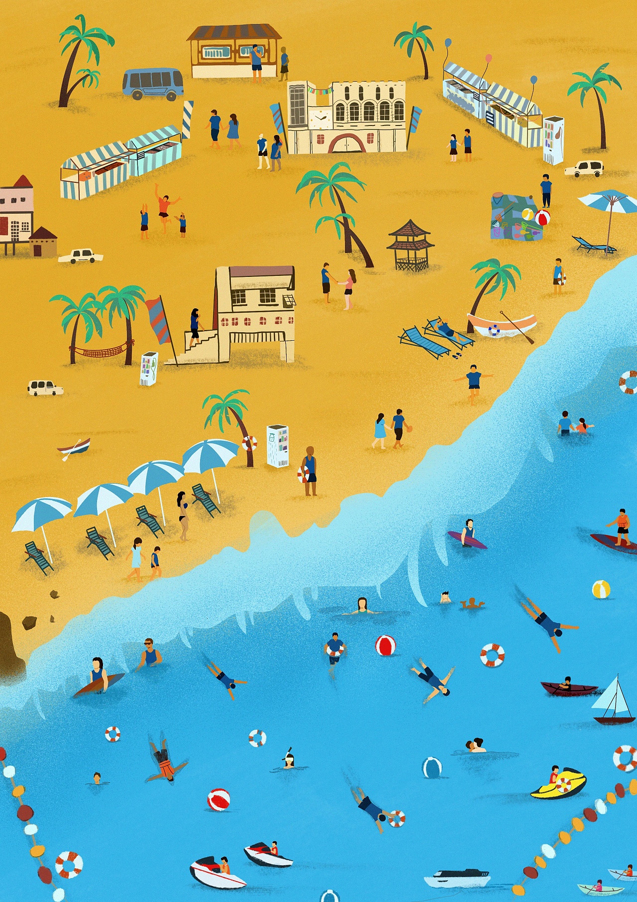 夏日海滩|插画|商业插画|沙子的前半生 - 原创作品 - 站酷 (zcool)