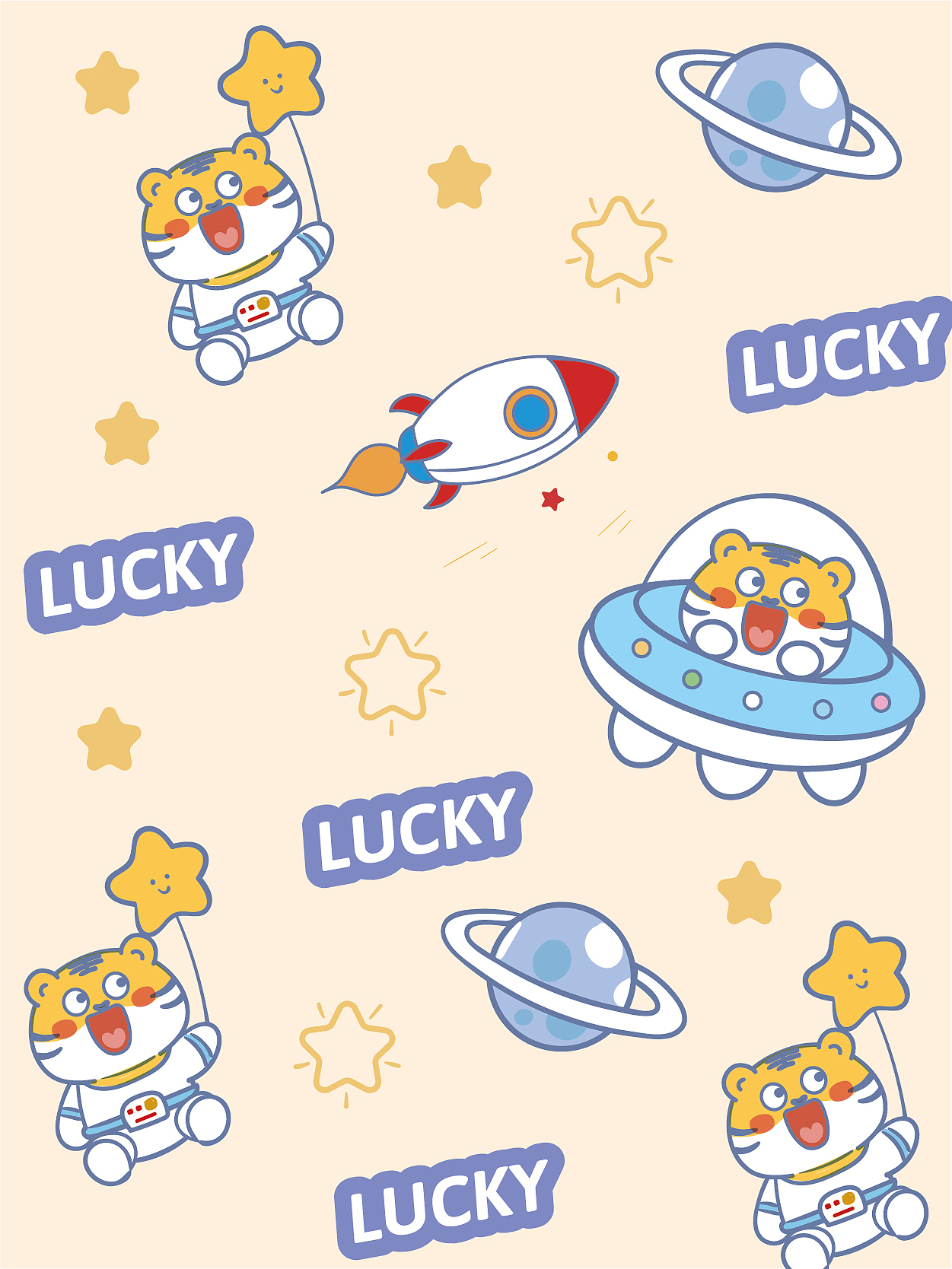 小老虎卡通插画表情包印花包装插画